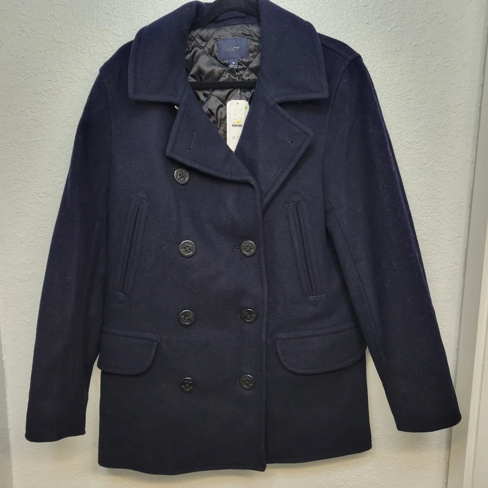 J Crew Dock peacoat in wool blend with PrimaLoft® CO038 Size L NWT Navy